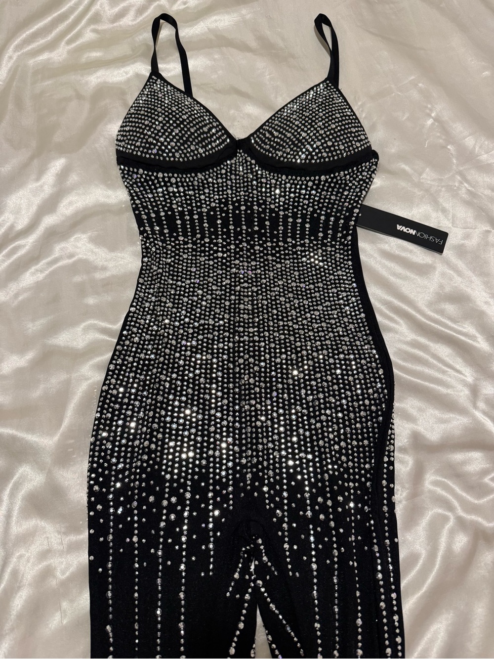 Fashion Nova Black Rhinestone Bodycon Mini Dress